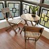 折叠餐桌实木免安装桌椅，组合便携阳台木制圆桌学习书桌花桌