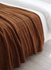 复古风焦糖橘色针织，盖毯沙发装饰毛线，编织毯子样板间床尾巾搭毯厚