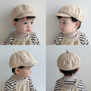 儿童帽子春秋贝雷帽女童鸭舌帽，英伦八角帽男童宝宝婴儿遮阳帽