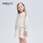 RBIGX瑞比克童装冬季设计感百搭休闲优雅休闲羊毛大翻领连衣裙