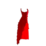 大码胖mm法式荷叶边红色，连衣裙女夏季度假风，氛围感不规则开叉长裙
