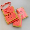 荧光粉色笑脸，挂绳儿童短款三折钱包，卡包ps221