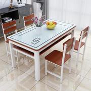 钢化玻璃餐桌椅组合家用正方形，小方桌小户型厨房，吃饭桌子餐厅桌椅