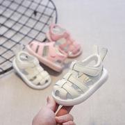 真皮宝宝凉鞋软底防滑女童沙滩鞋小童透气镂空童鞋0—3岁婴幼儿鞋