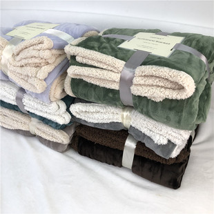 素色双层加厚毛毯，羊羔绒自发热床褥空调毯毯学生毯