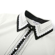 李英男明星同款春黑白撞色拼接设计感洋气，法式长袖百搭衬衫女