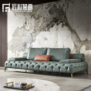 范思哲意式轻奢真皮沙发组合美式欧式高端别墅客厅设计师拉扣沙发