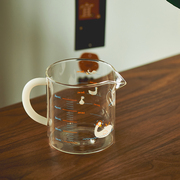 肆月咖啡量杯带刻度有手柄耐高温高硼硅玻璃家用级食品500ml水杯