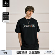 Lilbetter新中式国风花鸟重工刺绣短袖T恤 男士夏季时尚百搭上衣