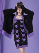 SagiDolls少女斗志 2023圣诞#巫女之夜#黑紫纯欲连衣裙毛衣套装冬
