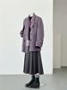 秋冬紫色2023毛呢外套，高级气质小个子短款西装，双面羊毛大衣女