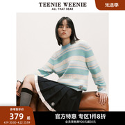 TeenieWeenie小熊奥莱彩色条纹套头毛衣针织衫落肩宽松女秋冬