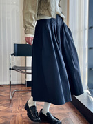 日系复古设计感时髦高腰半身裙褶裥蓬松显瘦休闲A字夏季长裙女