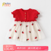 小女童宝宝夏季连衣裙子红色夏装网纱生日礼公主裙1-3岁0洋气衣服