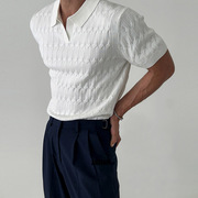 夏季针织Polo衫男装短袖休闲半袖翻领T恤ins潮牌高端修身上衣