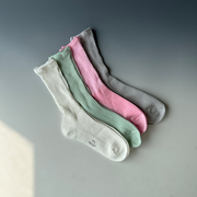 彩色纯棉薄款女袜中筒袜堆堆袜糖果色时尚甜美袜马卡龙色袜子