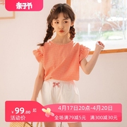 富罗迷女童糖果色韩版时尚儿童，衬衫22年夏季女童，经典格子衬衣