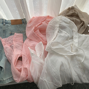设计感小众粉色衬衫女夏季韩版中长款宽松连帽抽绳薄款防晒衣衬衣