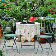 田园复古铁艺阳台小桌椅，套件户外桌椅庭院，家具休闲折叠桌椅子网红