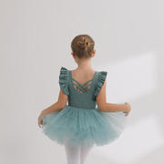 儿童舞蹈服夏季无袖女童练功服吊带幼儿芭蕾舞裙连体考级蓝色