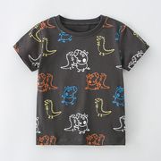 男童纯棉短袖t恤3岁6宝宝卡通，圆领上衣中小童恐龙体恤衫婴儿夏装9
