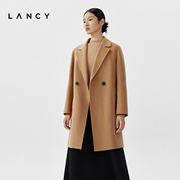 LANCY/朗姿纯羊毛双面呢毛呢大衣冬季高级感气质中长款外套女