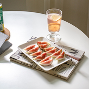 长方形陶瓷盘北欧风格白瓷平盘创意水果盘浅盘菜盘寿司盘餐厅商用