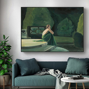 《赎罪》艺术救赎装饰画油画喷绘画壁画挂画客厅简约北欧绿色背景