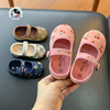 韩版儿童碎花帆布鞋春秋，男女童宝宝灯芯绒，方口鞋幼儿园软底室内鞋