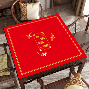 新中式红色正方形桌布垫婚礼婚宴新年喜庆防水防油免洗四方茶几垫