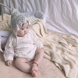 婴儿连体包屁衣女宝宝夏装，蕾丝春秋爬服套装新生儿哈衣0-1岁6个月