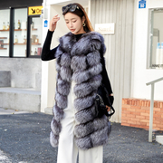 狐狸毛海宁(毛海宁)紫色皮草外套，中长款时尚马甲韩版圆领大衣反季