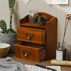 家用桌面收纳盒抽屉式化妆品收纳盒日式复古首饰整理柜木质储物盒