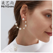 法式高级感珍珠耳环女显脸瘦不褪色原创品质，金色钛钢饰品个性时尚