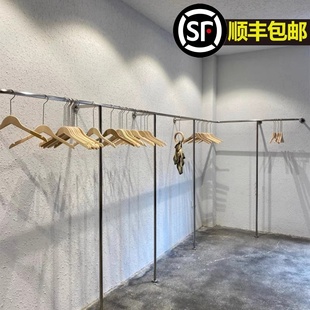 加厚服装店展示架女装上墙壁挂式陈列架，不锈钢挂衣架童装落地侧挂