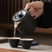 陶瓷大号茶水分离带内胆，盖碗茶杯套装，主人杯家用办公功夫茶具黑陶
