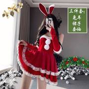 圣诞节服装女COSPLAY万圣节兔女郎性感红战袍新年装可爱圣诞套装