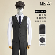 dt先生伴郎服马甲深灰色西装，马甲套装男韩版商务，正装新郎结婚礼服