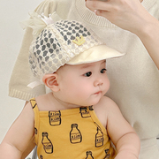 婴儿帽子夏季薄款网格，鸭舌帽女宝宝出游防晒遮阳帽韩版软檐棒球帽