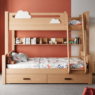 上下铺双层床榉木双人床，子母床儿童床实木，高低床小户型两层上下床