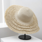 太阳帽子女夏天遮阳草帽休闲沙滩，帽出游优雅防晒帽大沿帽海边遮脸