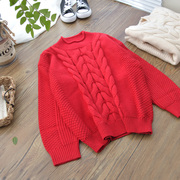 新年红色男童毛衣冬季儿童中领套头大弹力，好穿包芯纱打底保暖线衫