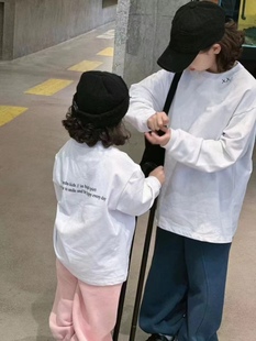  波拉韩国女男童中大童冬亲子纯色磨毛内搭打底衣长袖T恤