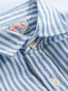 小溪2024春秋长袖衬衫，男日系复古蓝白条纹，衬衣复古宽松衬衣外套潮