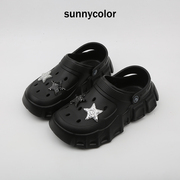 sunnycolor五角星洞洞，鞋女夏外穿甜酷ins潮包头凉拖鞋厚底沙滩鞋