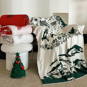 童话森林北欧风加厚半边绒毛毯保暖办公室，午睡毯沙发盖毯床尾巾