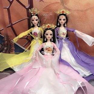 30厘米汉服古代巴比娃娃套装女孩公主儿单玩具单个生日礼物衣服