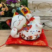 开运招财猫躺猫摆件一对家用客厅，装饰闺蜜结婚礼物创意陶瓷存