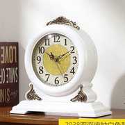 欧式双面座钟台钟客厅复古静音时钟实木桌面美式坐钟摆件钟表