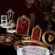 首饰展示架红色绒布相框项链，架戒指托耳环，架饰品珠宝陈列拍摄道具